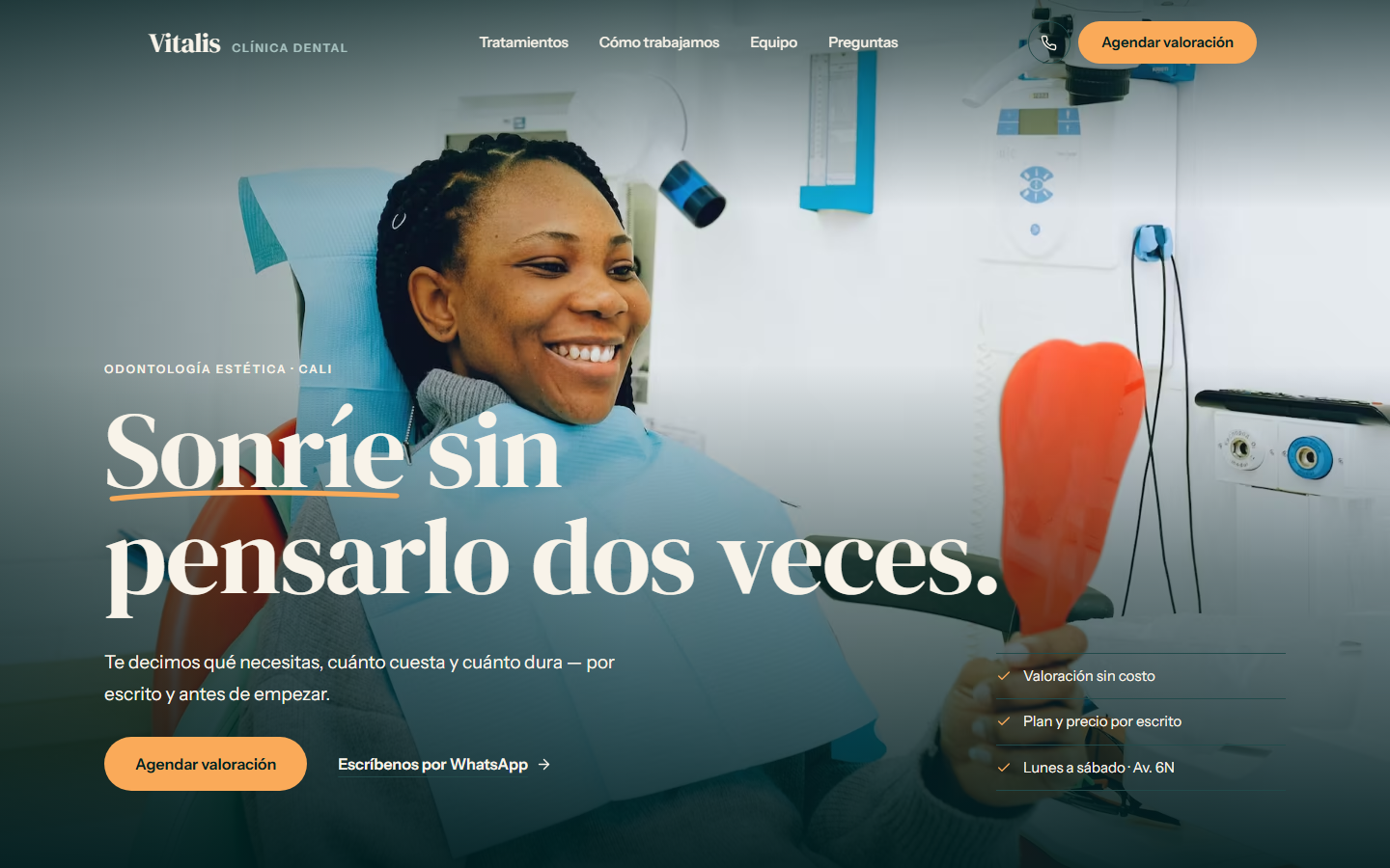 Landing de Clínica Dental Vitalis con botón de agendar cita